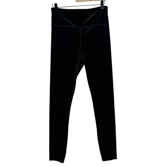 Athleta Elation Black Velvet Tight Leggings Pull On High Rise Activewear Medium - Picture 1 of 8